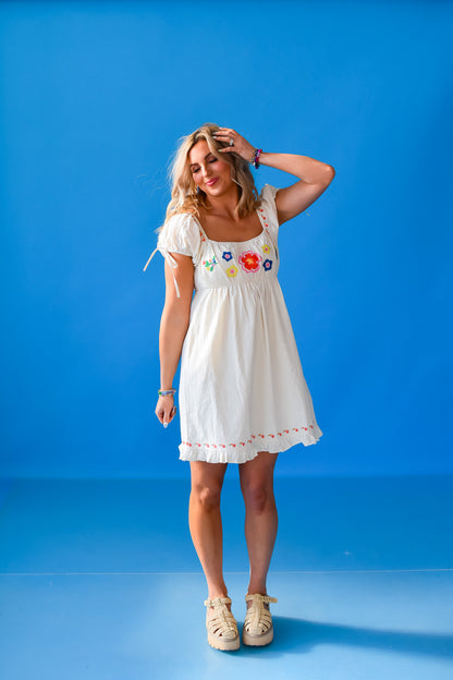 McCall Embroidered Mini Dress