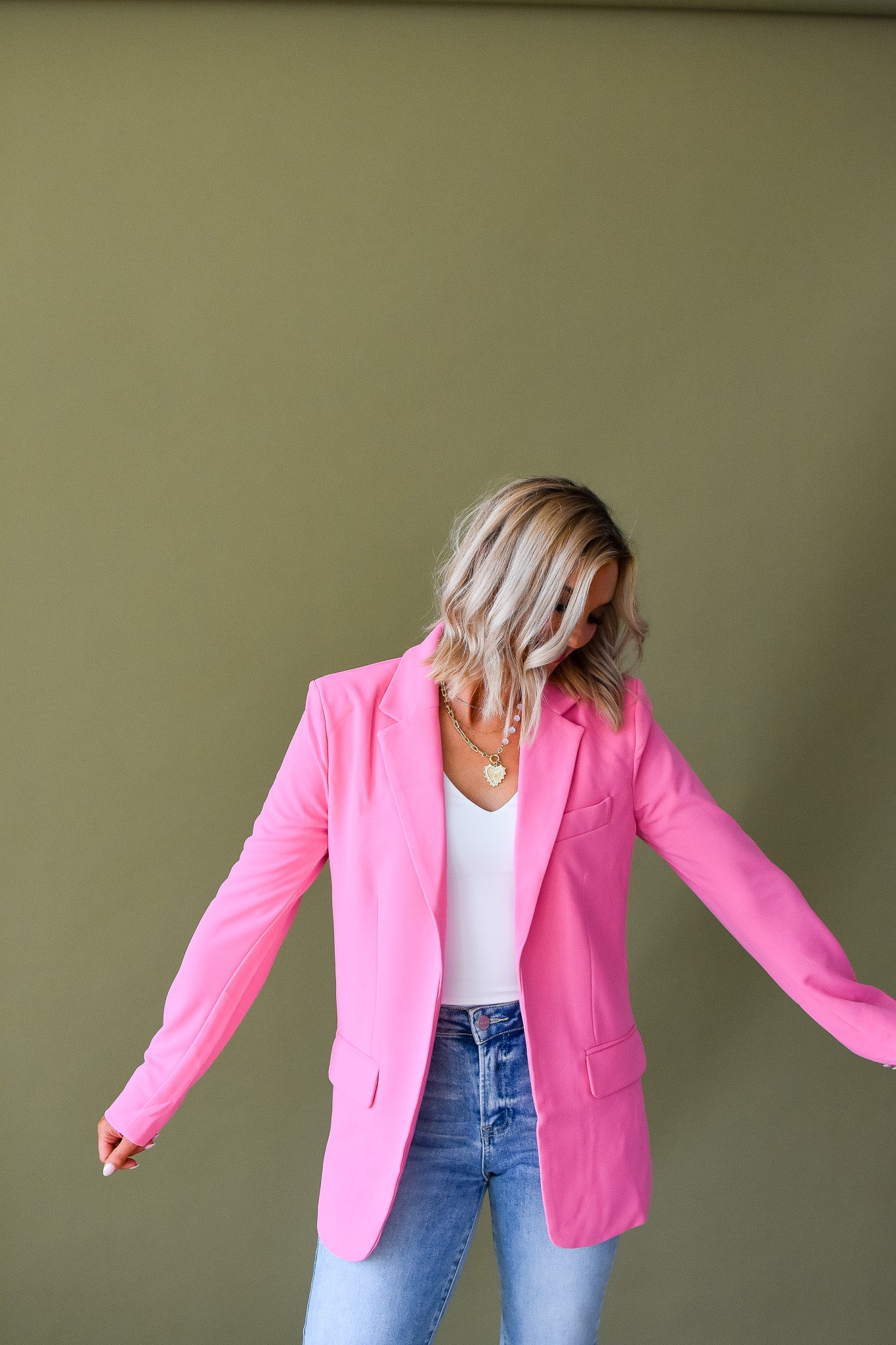 Bubblegum pink blazer best sale