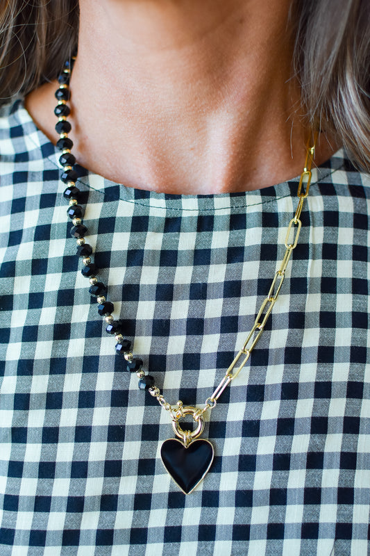 Black Enamel Heart Necklace