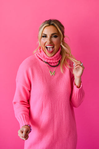 Sophia Midi Sweater Dress In Pink