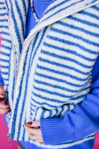 Iris Sherpa Vest In Blue Stripe