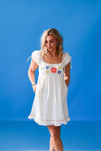 McCall Embroidered Mini Dress