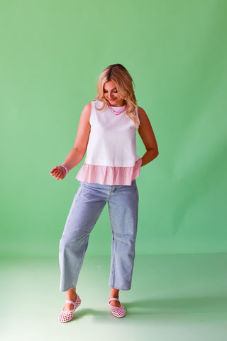 Shondra Sleeveless Top in Off White/Pink