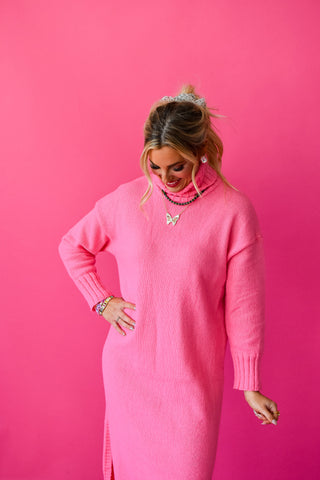 Sophia Midi Sweater Dress In Pink