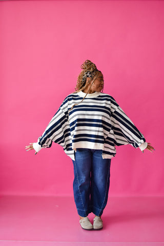 Navvy Stripe Mock Neck Top