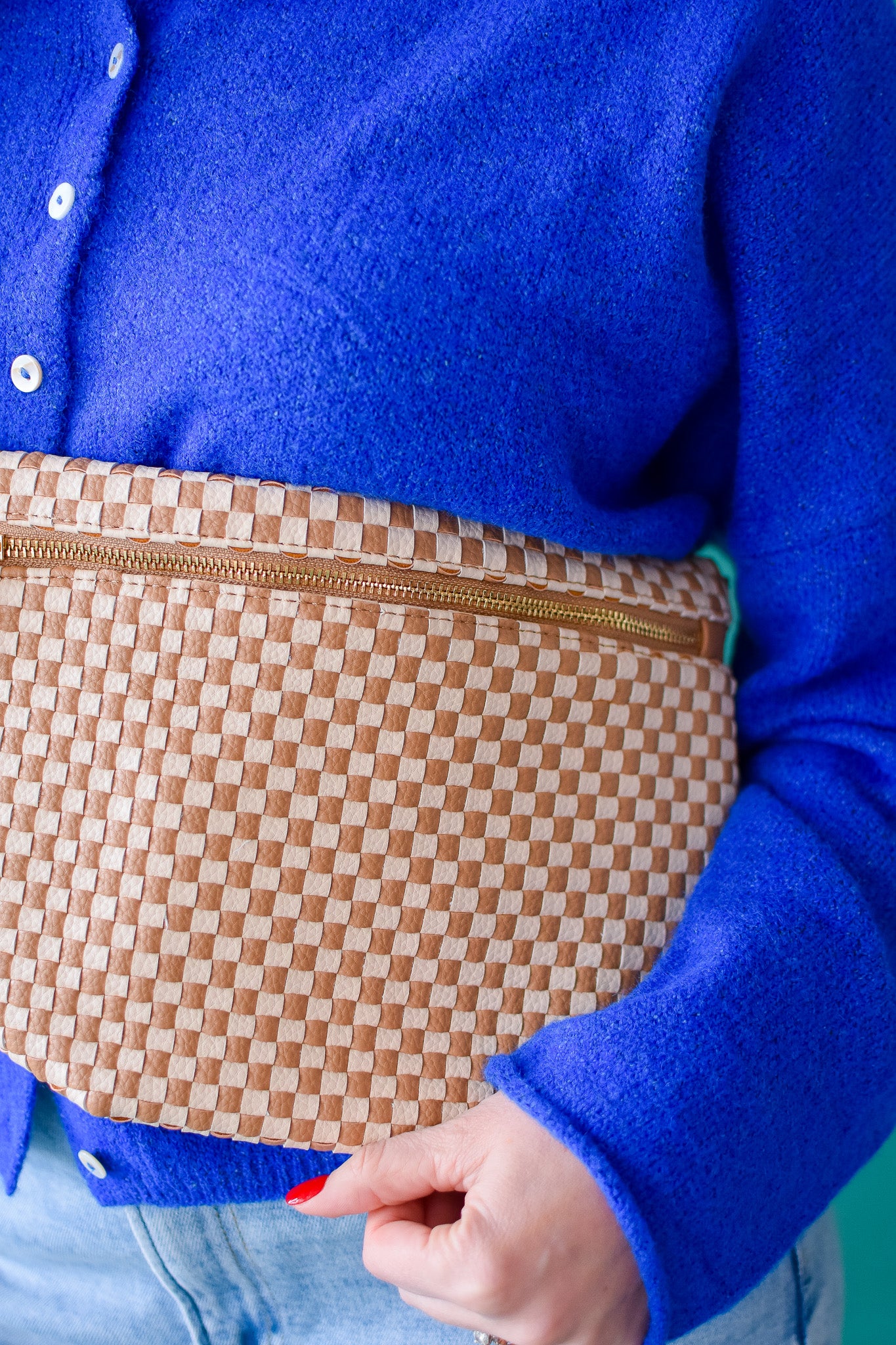 Westlyn Woven Bum Bag - Checkered Tan