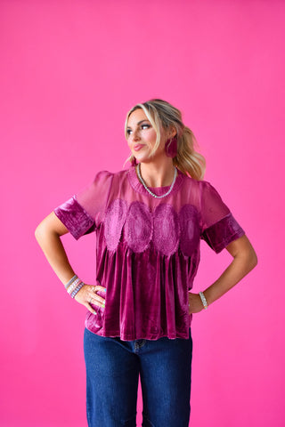 Daphne Velvet Babydoll Top