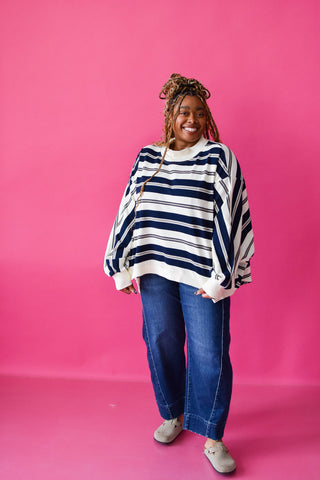 Navvy Stripe Mock Neck Top