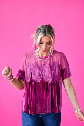 Daphne Velvet Babydoll Top
