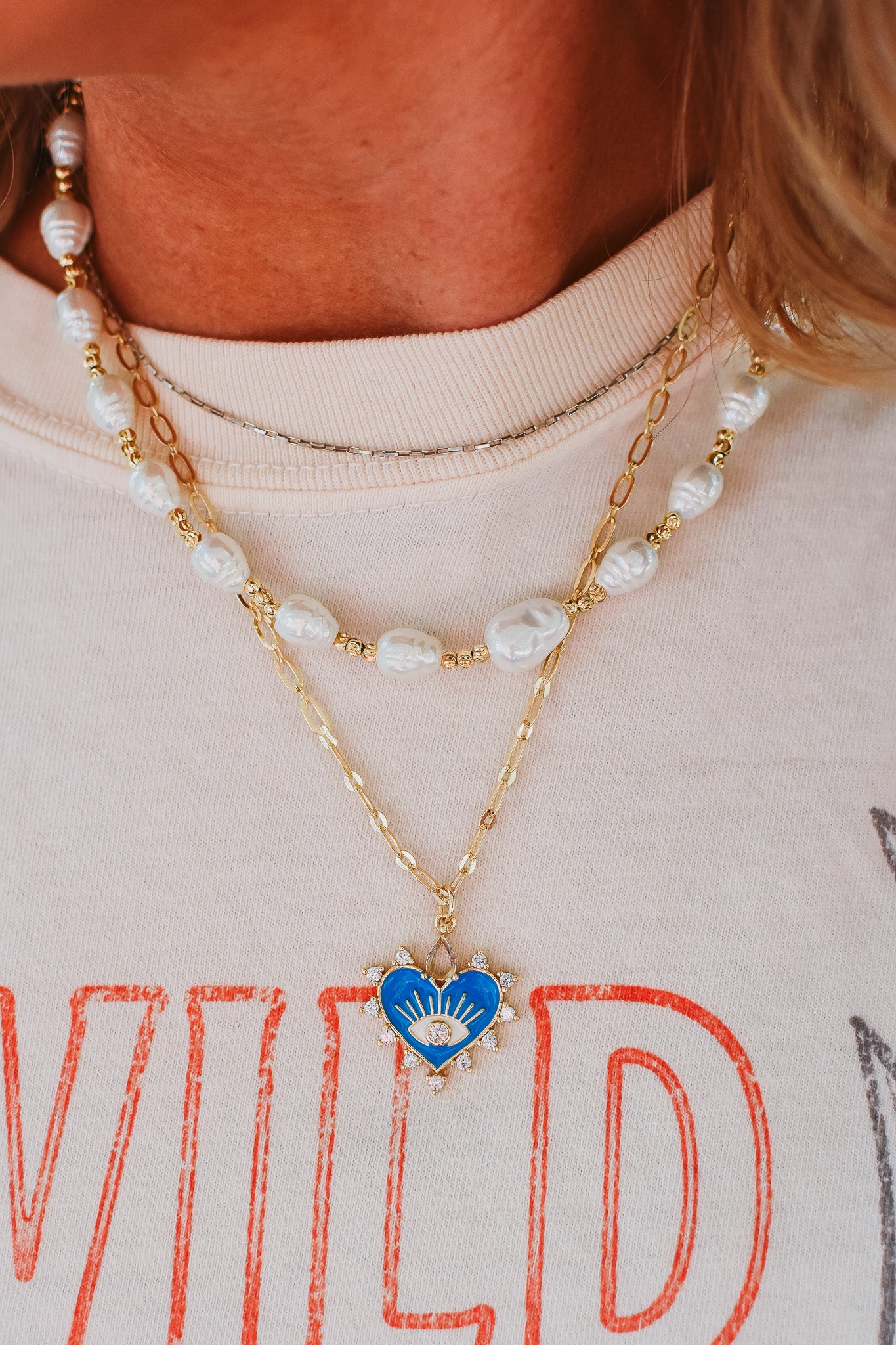 I See You Blue Heart Necklace