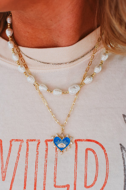 I See You Blue Heart Necklace