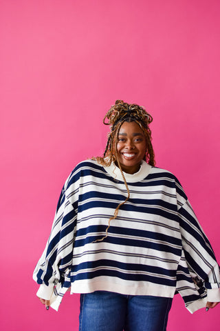 Navvy Stripe Mock Neck Top