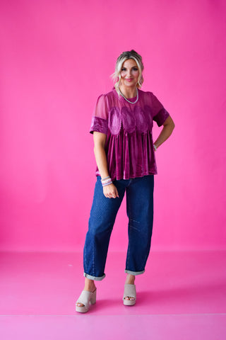 Daphne Velvet Babydoll Top