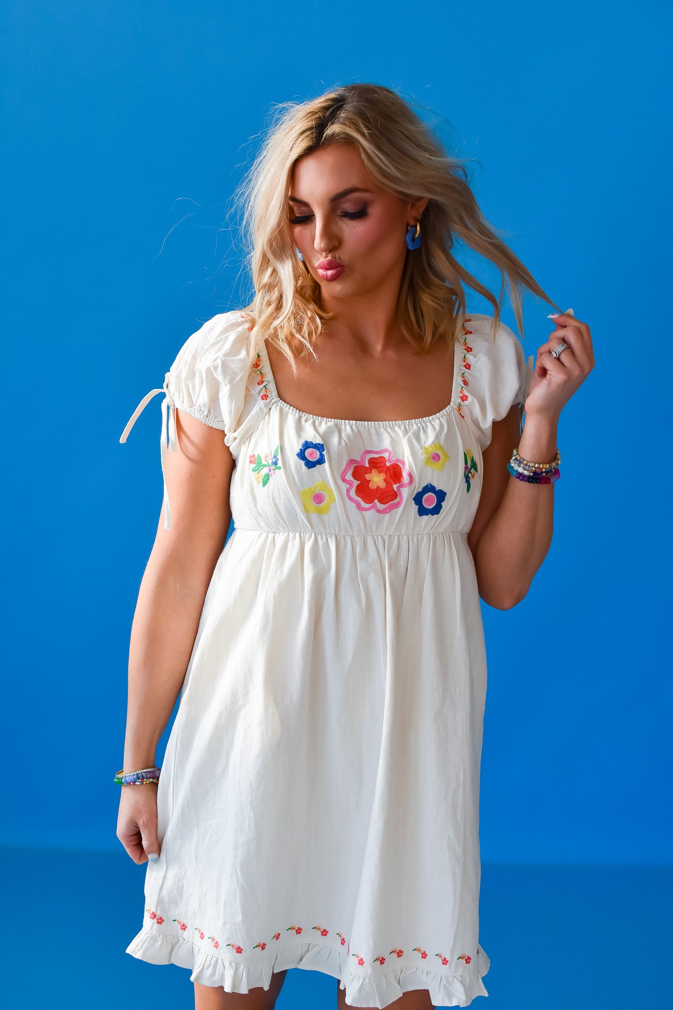 McCall Embroidered Mini Dress