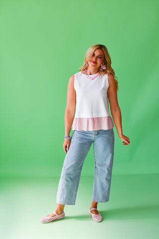 Shondra Sleeveless Top in Off White/Pink