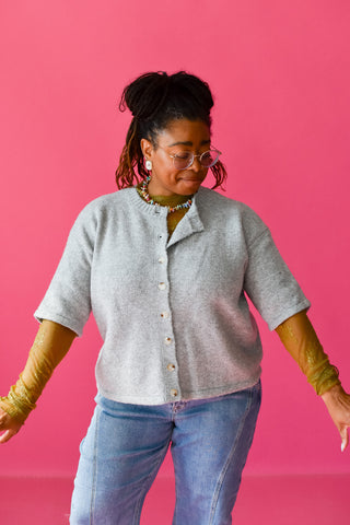 Lacie Short Sleeve Cardigan in Heather Grey