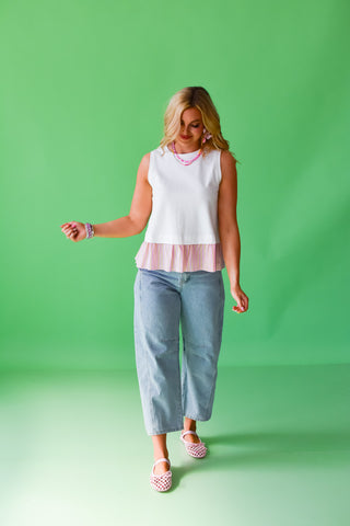 Shondra Sleeveless Top in Off White/Pink