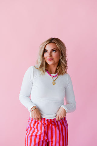 Aimee Long Sleeve Ribbed Tee