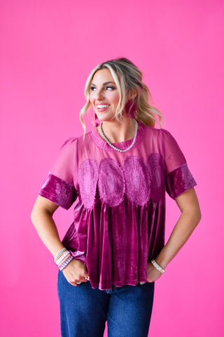 Daphne Velvet Babydoll Top