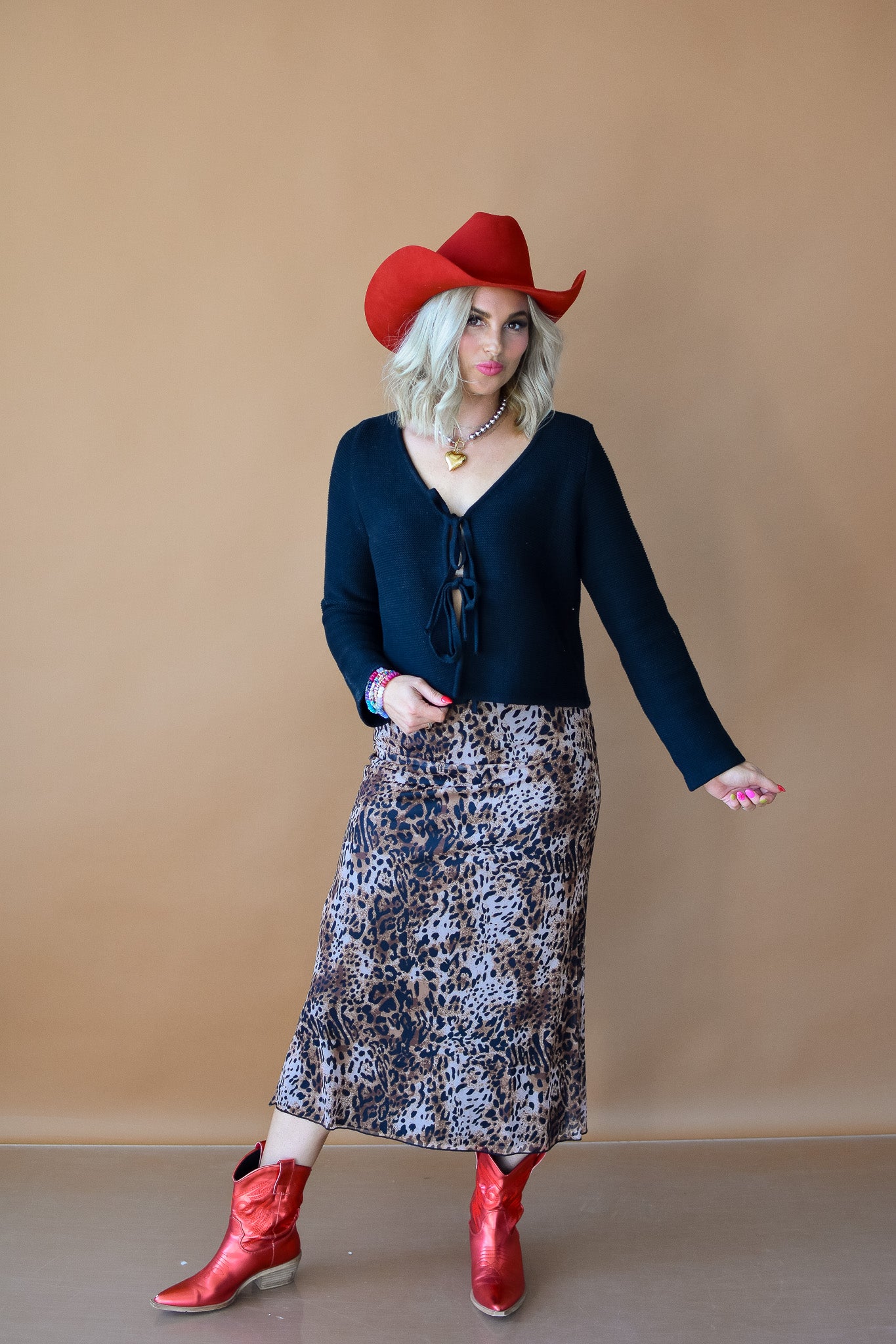 Shania Leopard Midi Skirt