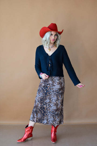 Shania Leopard Midi Skirt