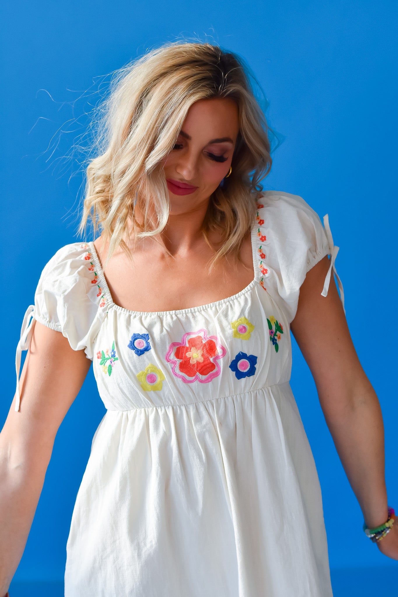 McCall Embroidered Mini Dress