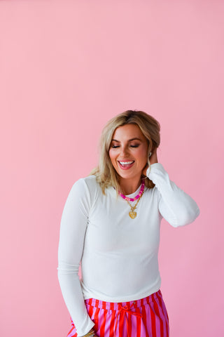 Aimee Long Sleeve Ribbed Tee
