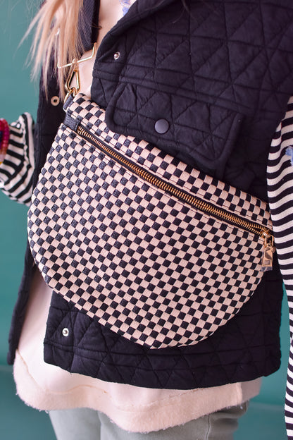 Westlyn Woven Bum Bag - Checkered Black