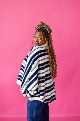 Navvy Stripe Mock Neck Top