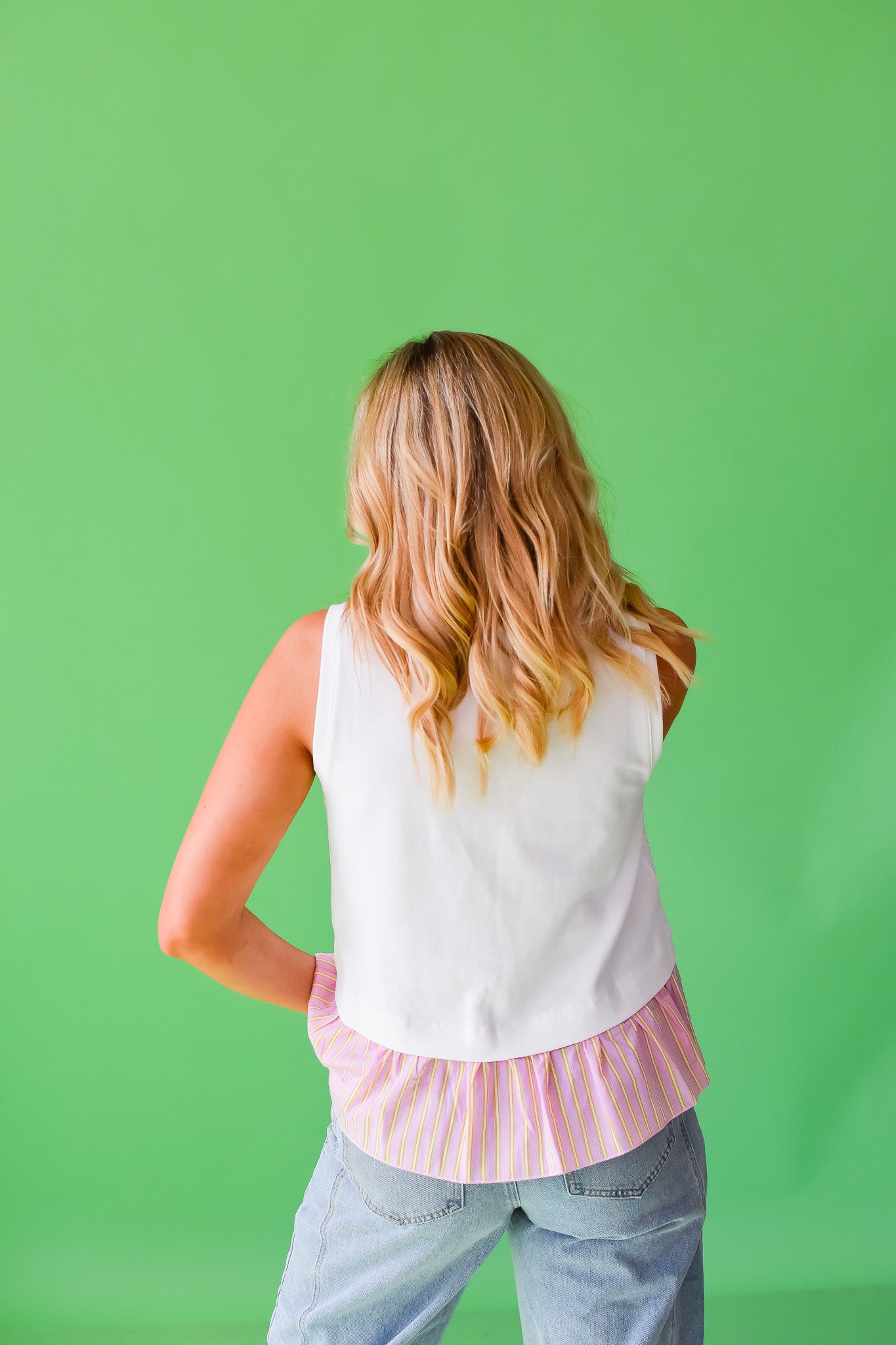 Shondra Sleeveless Top in Off White/Pink