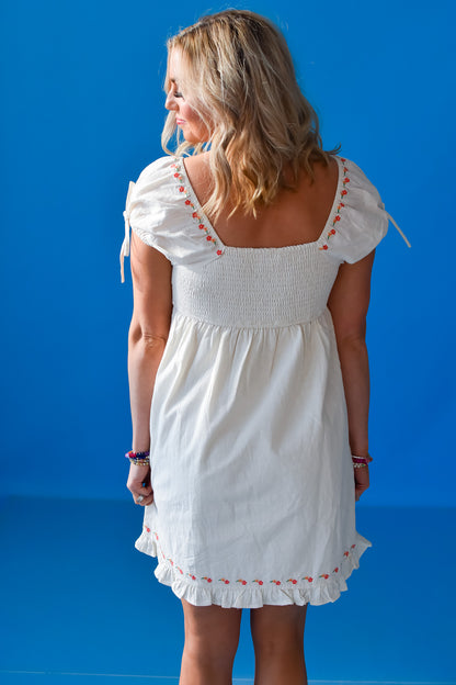 McCall Embroidered Mini Dress