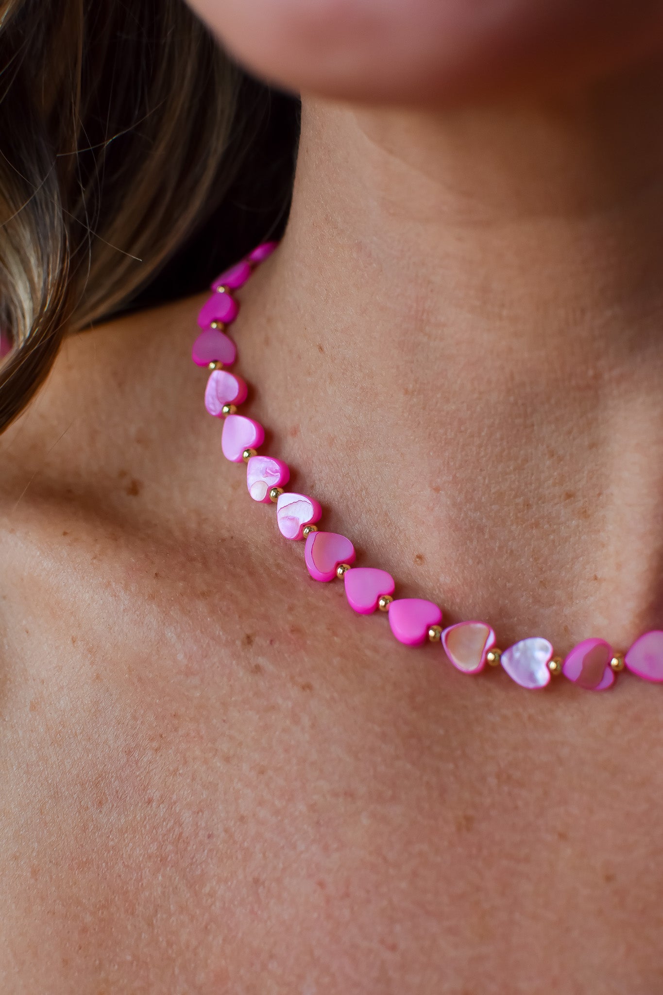 Happy Pink Hearts Necklace - RESTOCK