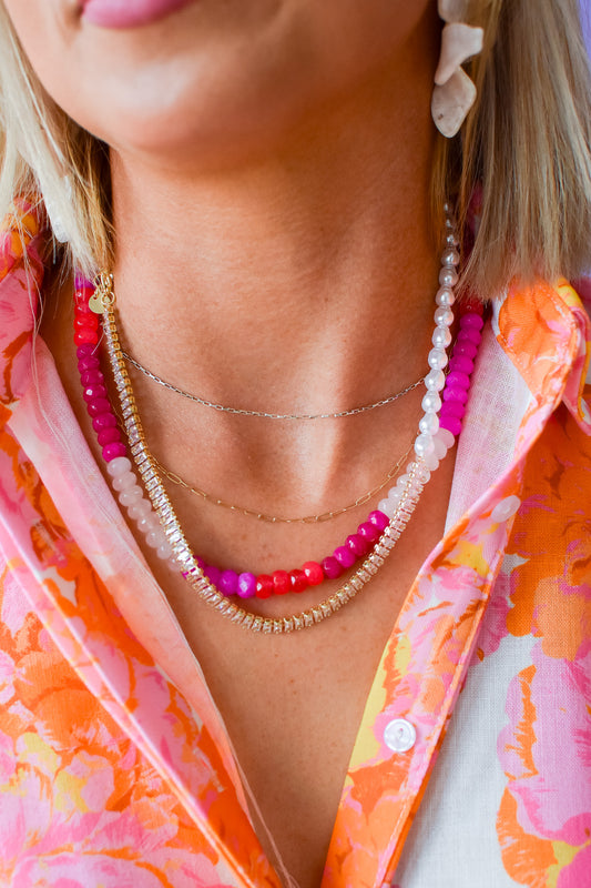 Rainbow Necklace Luxe - Pink Color Block