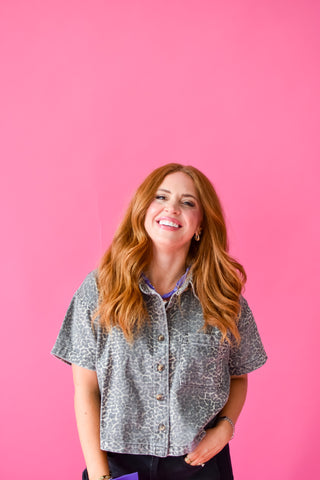Dolly Denim Top in Leopard