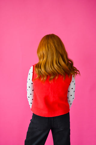 Maya Sleeveless Sweater in Cherry