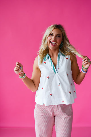 Brinkley Cherry Embroidered Top