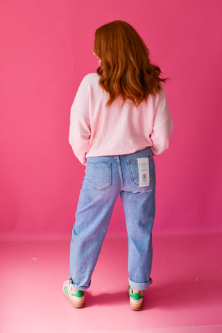 Hollis Boyfriend Cuffed Barrel Jeans
