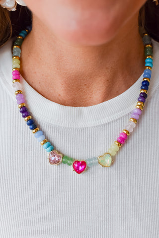 Heartbeats and Hues Gemstone Necklace