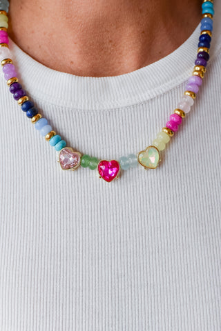 Heartbeats and Hues Gemstone Necklace