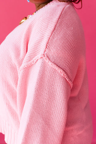 Tayla Scoop Neck Knit Sweater in Pink