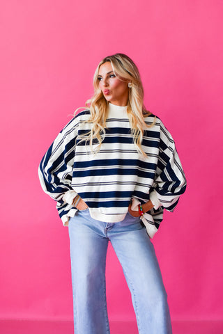 Navvy Stripe Mock Neck Top