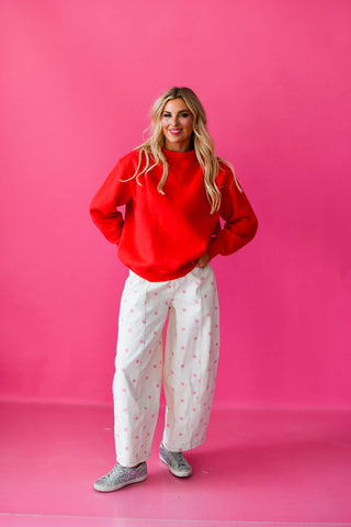 Olivia Mock Neck Sweatshirt In Red