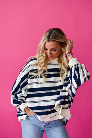 Navvy Stripe Mock Neck Top