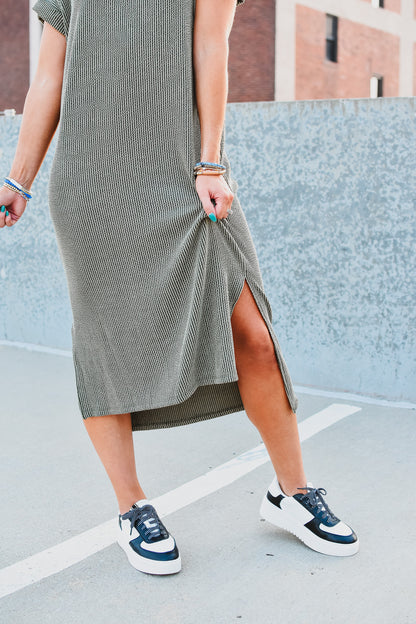 Kasie Maxi Tee Shirt Dress in Olive