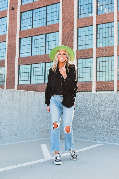 Delilah Button Down Shirt in Black