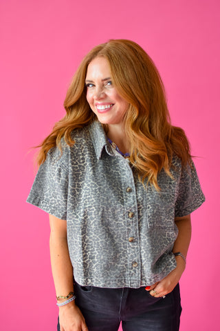 Dolly Denim Top in Leopard