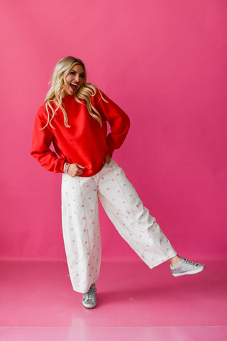 Olivia Mock Neck Sweatshirt In Red