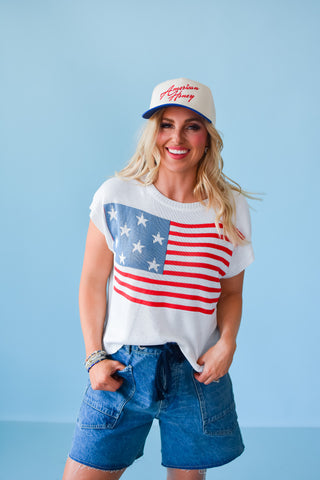 USA Flag Knit Top