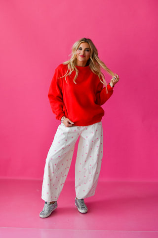 Olivia Mock Neck Sweatshirt In Red