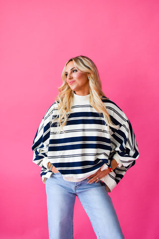Navvy Stripe Mock Neck Top